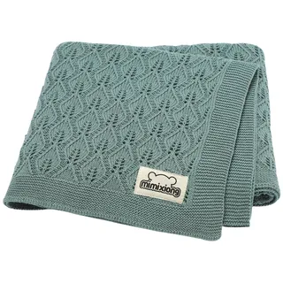 mimixiong 100% Baumwolle gestrickte Cellular Babydecke für Jungen und Mädchen (Dunkelgrün)