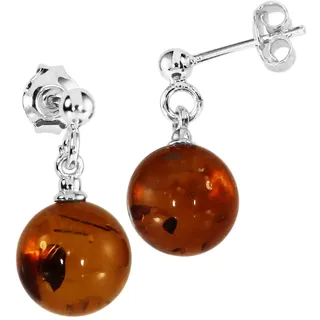 Ostsee-Schmuck Ohrhänger Kugel 9 mm Silber 925 Bernstein