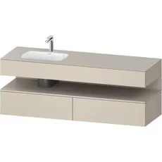 Duravit Qatego Einbauwaschtisch mit Konsolenwaschtischunterbau, 1600x550x600mm, Nische Taupe Matt, Becken links, QA4795091, Farbe: Taupe Supermatt/mit Nischenbeleuchtung