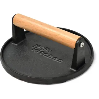 Joeji's Kitchen Burgerpresse Gusseisen Cool-Touch-Holzgriff