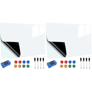 Magnetisch Whiteboard Folie Selbstklebends Set, 420 x 300 mm Tafelfolie Magnetisch Selbstklebend, A3 Magnettafel Kühlschrank Selbstklebend + 4 Pcs Whiteboardstift + 1Pc Whiteboard Schwamm Radierer