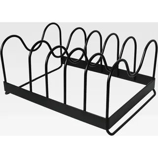 Schneidebrett Halter mit 5 Fächern Topfdeckel Pfannen Teller Organizer Tellerhalter Deckelhalter Küche Schwarz Rippchenhalter Plate HolderPfannenhalterGeschirrhalter Deckelhalter Schublade