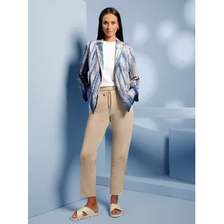 Blusenblazer HEINE "Blusenblazer", Damen, Gr. 38, rauchblau, sesam, bedruckt, 85% Viskose, 15% Polyamid, Blazer Blusenblazer