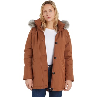 Tommy Hilfiger Damen Jacke Padded Parka With Fur Winter, Braun (Natural Cognac), 3XL