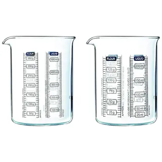 Pyrex 505040 Kitchen Lab Messbecher, 0,5 L & 255040 Kitchen Lab Messbecher, 0,25 L