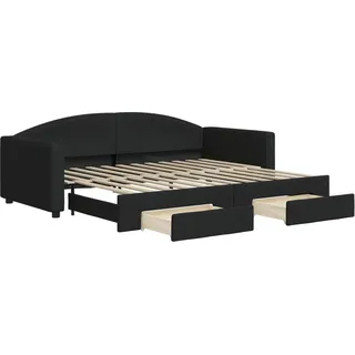 vidaXL Tagesbett Ausziehbar mit Schubladen Schwarz 90x200 cm Stoff - Schwarz