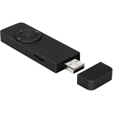 Yunseity USB MP3-Player-Stick, Digitaler MP3-Musik-Player mit Lanyard und Kopfhörer, Unterstützt Bis zu 32 GB Erweiterungs-Speicherkarte (Nicht Im Lieferumfang Enthalten)(Schwarz)