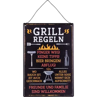 Spruchtafel Grillen H32cm Metallschild Grillregeln Garten Gartenschild Wanddeko