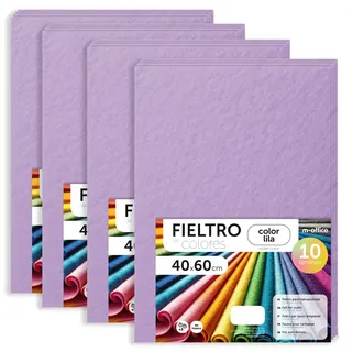 m-office Bastelfilz für DIY-Projekte, Filzplatten in bunten Farben, Weich und Flexibel, Material für Nähen und Patchwork Stoffe, Ideal Handarbeiten, Deko Kunsthandwerk, 20x30cm, (Lila, 40 Stk)