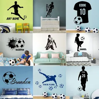 Wandsticker Personalisiert Sticker Wandtattoo Fussball Name Kinderzimmer, Ball Mit Namen Jugendzimmer, Wandsticker Personalisierte Fussball Geschenke Jungen for Jungs