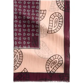 Marc OߴPolo Damen Schal mit Allover-Print leicht, Mehrfarbig (Multi/Aubergine Red), One Size
