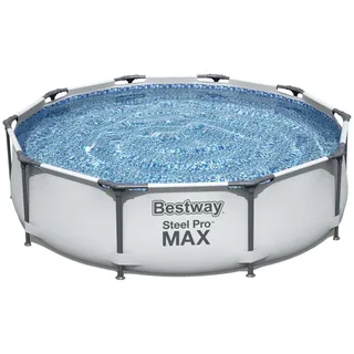 BESTWAY Steel Pro Max Frame Pool Set 305 x 76 cm lichtgrau inkl. Filterpumpe