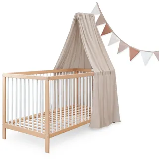 Ehrenkind® Kinderzimmer-Deko-Set: Baldachin & Wimpelkette für magische Momente | Oeko-TEX Zertifiziert | Kinderzimmer Deko | Baldachin Kinderzimmer | Betthimmel, Beige