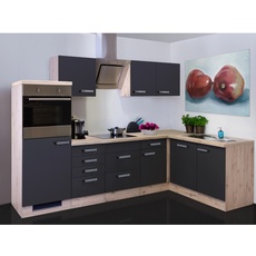Bild Küchenzeile »Antigua«, mit E-Geräten, Gesamtbreite 280x170 cm Anthrazit Matt-San Remo Eiche