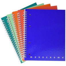 PIGNA 02155595 Notizbuch M A5 mit Löchern und Mikroperforationsspirale, 70 Blatt, 5 Stück