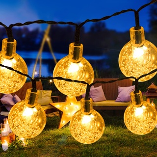 AGM Solar Lichterkette Außen 50 LED Kristall Kugeln Wasserdicht Solarbetriebene Lichterkette Außenlichterkette Garten Lichterkette für Innen & Außendekor für Garten, Patio, Partys