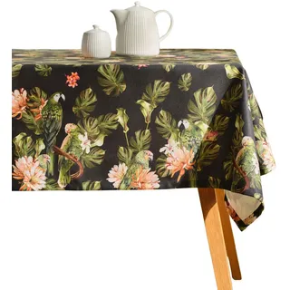 home&you Tischdecke Piroso, 130x180 cm, Tischtuch Rechteckig für Dekorative Tisch, Esszimmer, Restaurant, Schutz, Abwaschbar , Dunkelgrün , Textil , 130x1x180 cm , Heimtextilien, Wohntextilien, Tischwäsche, Tischdecken