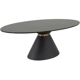Lomoco Couchtisch , Schwarz , Metall, Glas, Keramik , Marmoroptik , oval , konisch , 70x40x120 cm , Wohnzimmer, Wohnzimmertische, Couchtische, Couchtische Glas