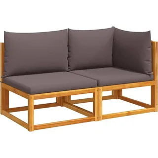 vidaXL Gartensofa mit Kissen 2-Sitzer Holz Akazie & Seil - Grau