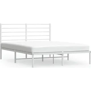 vidaXL Bettgestell mit Kopfteil Metall Weiß 120x200 cm - Weiß