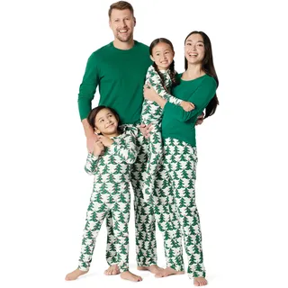 Amazon Essentials Damen Passende Weihnachts-Pyjama-Sets für die ganze Familie, Winterbäume, L