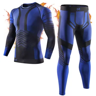 MEETYOO Thermounterwäsche Set Herren, Innenfleece Lange Funktionsunterwäsche Atmungsaktiv Winter Skiunterwäsche Sport Kompressionsanzug für Workout Skifahren Laufen Radsport Wandern