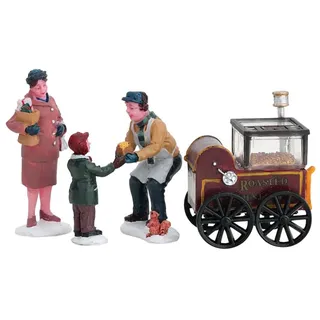 1999 Roasted Chestnut Stand Set of 4 Christmas Village Figurines by Lemax