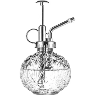 Pflanzen Glas Sprühflasche, 240ml Glas-Wassersprühflasche Drucksprüher, Retro Relief Pflanzensprüher mit Pumpe für Balkon Kleiner Gartenpflanzen Indoor Haus Oder Büro