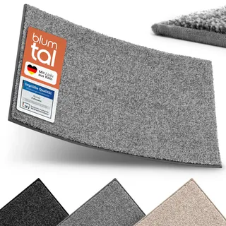 Blumtal Fußmatte 60x90 cm - Mikrofaser schmutzfangmatte 60x90 mit wasserdichter TPR-Rückseite - rutschfeste Fussmatte innen - Schmutzmatte aus Hochleistungs-Mikrofaser - Türvorleger Grau