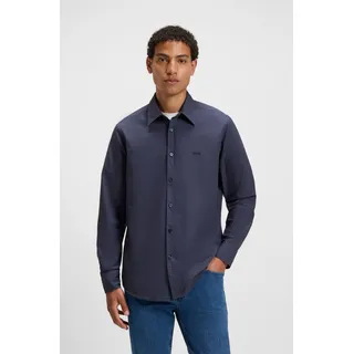 Langarmhemd BOSS ORANGE "Relegant Regular Fit", Herren, Gr. 5XL, N-Gr, blau (navy418), Web, Obermaterial: 100% Baumwolle, unifarben, regular fit, hoch geschlossener Ausschnitt, eingesetzt 2-Knopf-Manschette mit Knöpfen, Hemden Langarmhemd, Baumwolle mit BOSS Stickerei und klassischem Kent Kragen