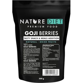 Nature Diet Goji-Beeren, 500 g, Reich an Ballaststoffen & Protein