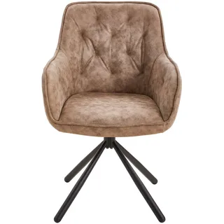 Livetastic Armlehnstuhl , Braun , Holz, Metall, Textil , Pappel , Sperrholz , Füllung: Schaumstoff , konisch , 61x91x59 cm , Esszimmer, Stühle, Polsterstühle