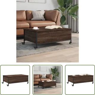 The Living Store Couchtisch mit Rollen Braun Eiche 91x55x34 cm Holzwerkstoff - Braun