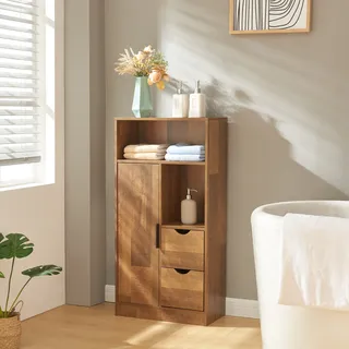 [en.casa] Badezimmerschrank Namsskogan 100x50x25cm Walnussoptik - Dunkelbraun