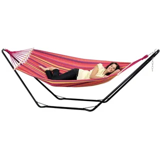 AMAZONAS - Beach Set Hängematte Vulcano | Hängematte mit stabilem Stahlgestell | Belastbar bis 100 kg, Liegefläche 200 x 100 cm | Schnell aufzustellen und leicht zu verstauen