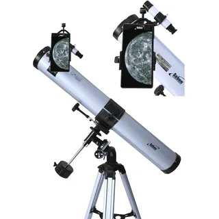 Seben Teleskop 76/900 EQ-2 - Spiegelteleskop für die Astronomie inkl. Smartphone Adapter, Montierung, Okular Filter Set