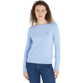 Tommy Hilfiger Damen Pullover Co Jersey Stitch Boat-Nk Sweater Strickpullover, Blau (Well Water), L