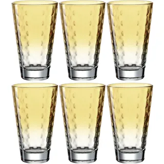 Leonardo Optic Trink-Gläser 6er Set, spülmaschinenfeste Longdrink-Gläser, bunte Trink-Becher aus Glas, Getränke-Set, gelb, 300 ml, 025903