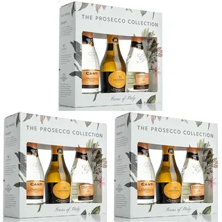 The Prosecco Collection Die Prosecco-Kollektion – eine Geschenkbox mit Canti, Valdo & Sant’Orsola – 3 x 20 cl Flaschen (Packung mit 3)