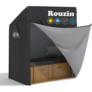 Rouzin Strandkorb Schutzhülle - Breit 120cm, Winterfest Strandkorb Abdeckung UV-Beständig Strandkorbhülle mit Reißverschluss, 420D Abdeckhauben für Strandkorb Winddicht 120 * 90 * 155/140 cm