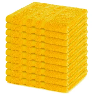 Lavea® 10er Seiftuch Set, 30 x 30 cm, 100% Baumwolle Frottier 500 g/m2, Gästehandtücher und kleine Waschlappen, pflegeleicht 60 °C, Frottierserie Elena, ideal für Bad und Gäste WC, Rapsgelb