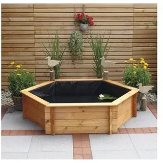 Hochteich promadino Miniteich 6eck-Hochteich , honigbraun mit Teichfolie 145 x 1