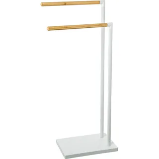 Handtuchständer aus Metall und Holz in Weiß und Natur, 37 x 20 x 79 cm