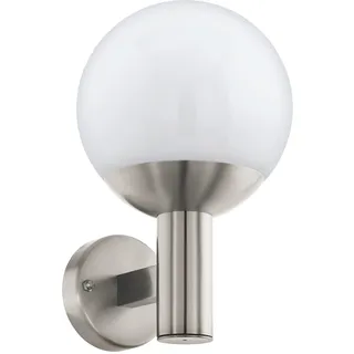 EGLO Smart Home LED Wandlampe Nisia-C, Wandleuchte außen, Außenlampe aus Edelstahl, Kunststoff in weiß, Außenleuchte mit E27 Fassung, IP44