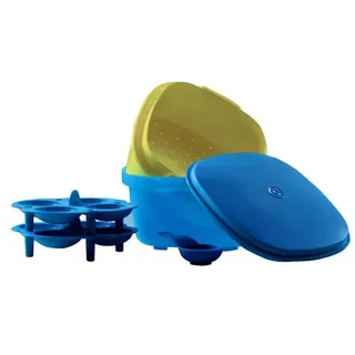 Tupperware Servierstar Siebservierer Thermo-Duo Küchenhelfer mit Sieb Küchenchef Warmhalten Warmie Tups Sieb türkis grün XXL Paket mit Garkörbchen und Messlöffel 2,8 Liter