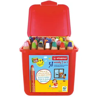 Woody 3 in 1 Buntstift 38 St. inkl. Spitzer und Pinsel