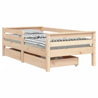 Kinderbett mit Schubladen 70x140 cm Massivholz Kiefer - Braun, Bunt