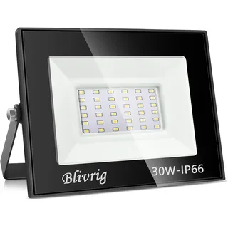 Blivrig LED Strahler Außen 30W Kaltweiss 6500K, Scheinwerfer Aussen, Superhell 3000LM Fluter, Aussenstrahler IP66 Wasserdicht, Kalteweiß Flutlicht für Garten, Garage, Holf, Patio