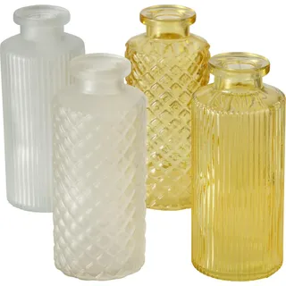 Boltze Vase Panja Gefäß in Weiß & Gelb 4-teilig lackiertem Glas 2019332 - Gelb