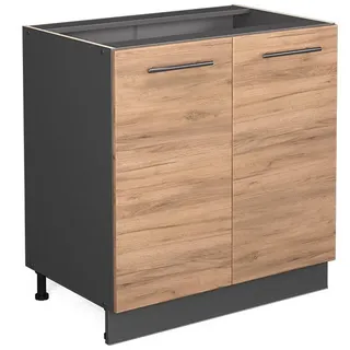 Vicco Spülenschrank Fame-Line 80 x 82 x 51,6 cm Goldkraft Eiche/Anthrazit